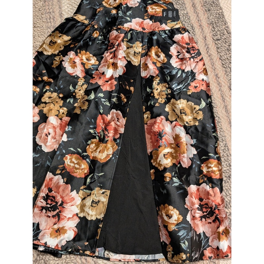 NWT Lulus Confident Delight Black Floral Tiered Bustier Maxi Dress Small - Picture 5 of 8